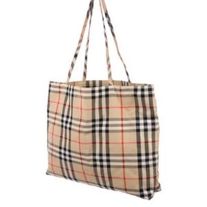BURBERRY LONDON NOVA CHECK PLAID Large Canvas TOTE